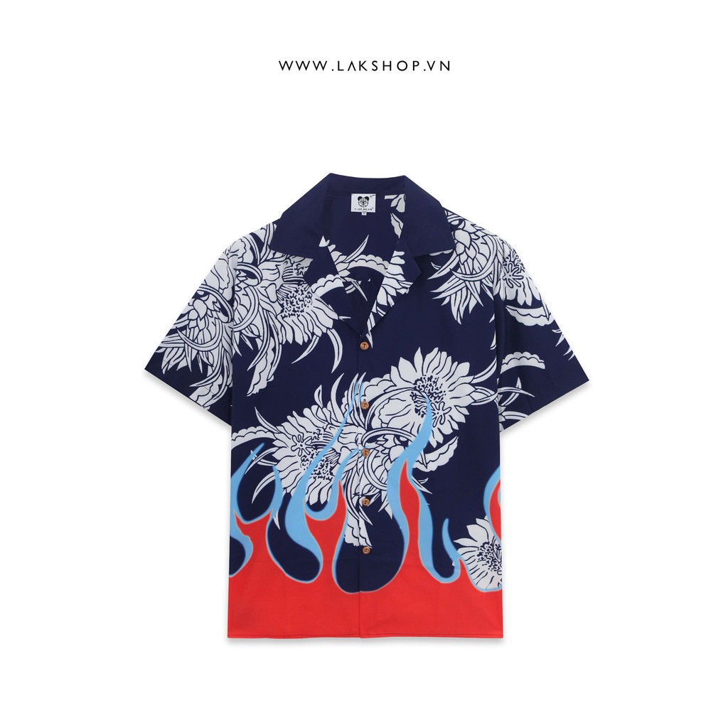 Áo sơ mi nam Oversized Flower Flame Short Sleeve