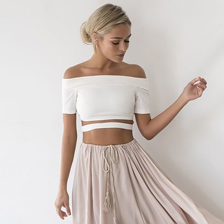 Áo Croptop trễ bẹt vai cut out ngang eo body - by SGGz
