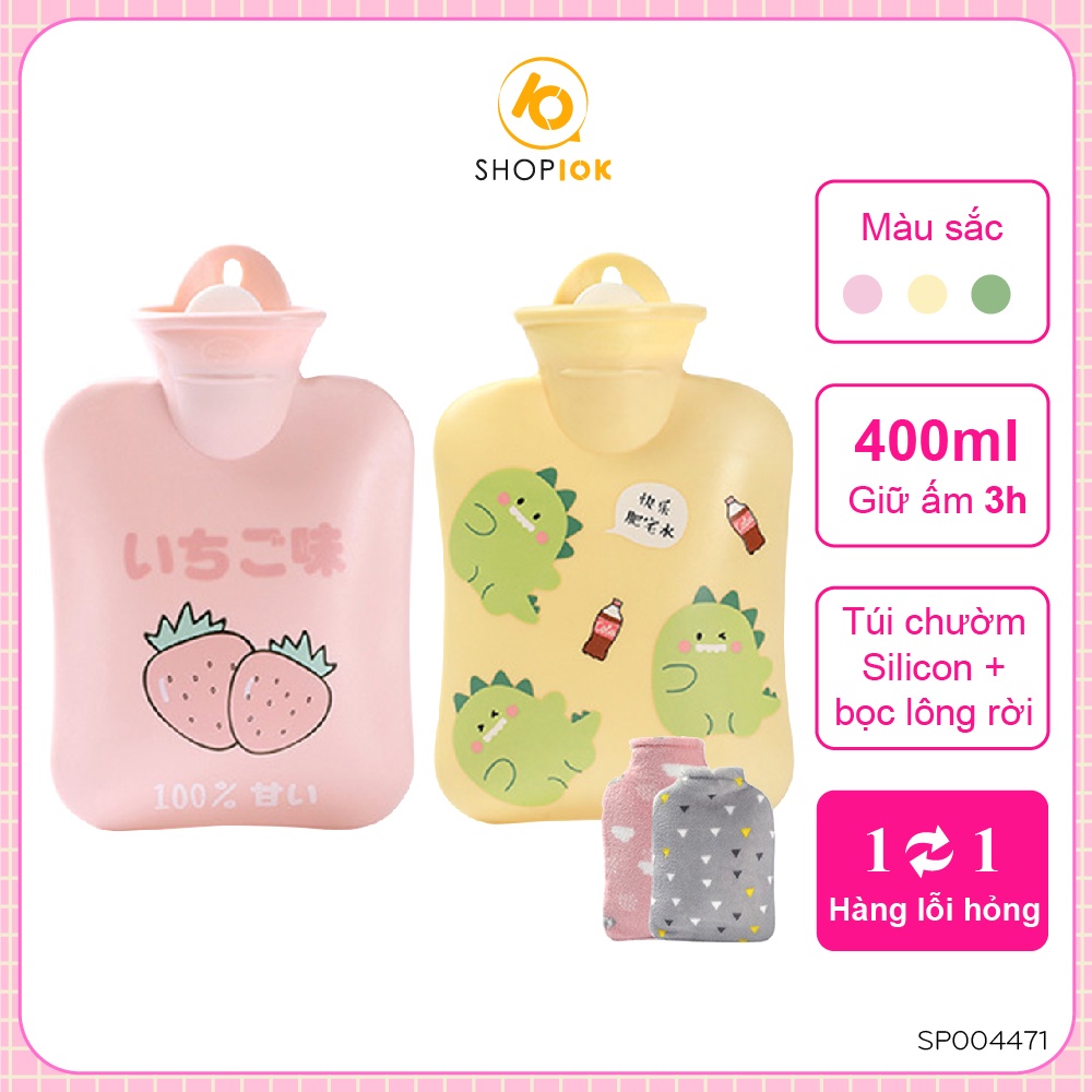 Túi chườm nóng lạnh giảm đau bụng kinh, túi chườm giữ ấm hạ, sốt 400ml SHOP10K