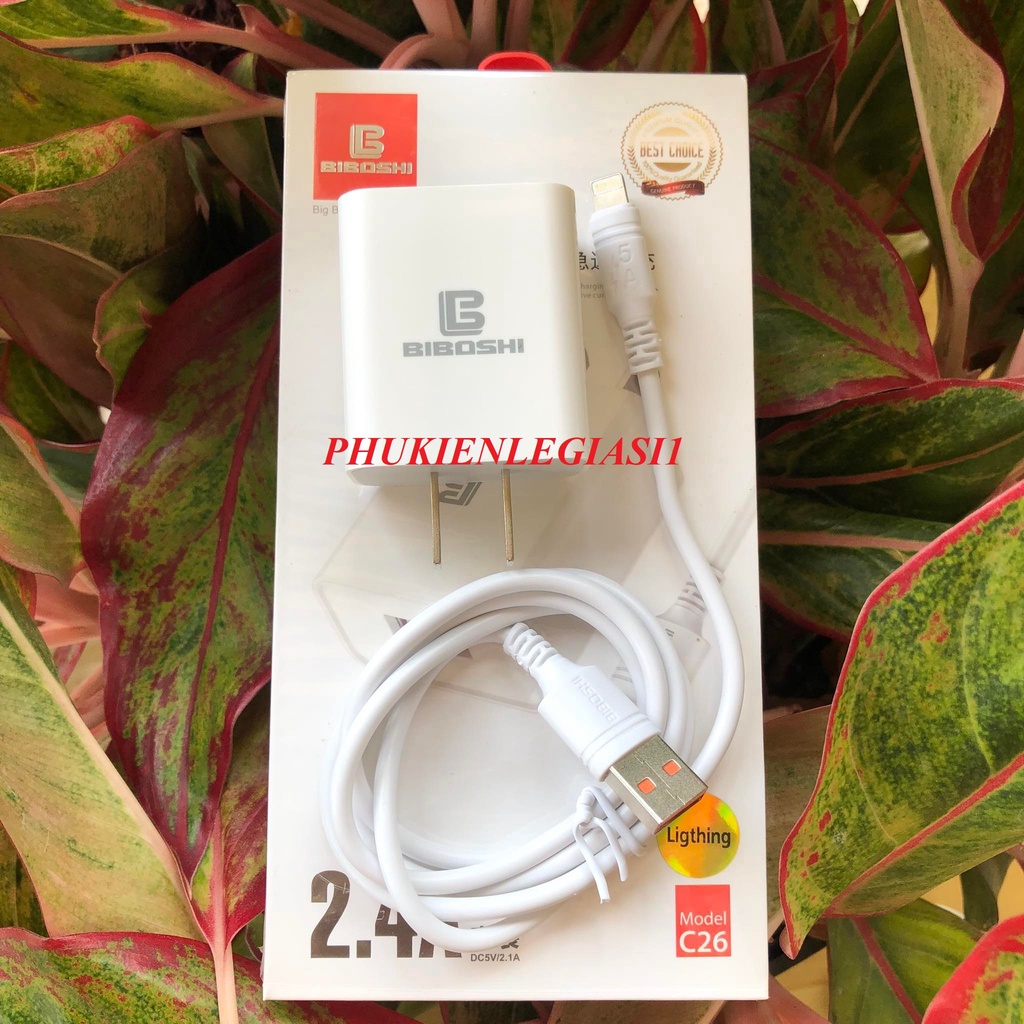 Cốc sạc kèm dây lai ning BIBOSHI C26 dòng 2.4A