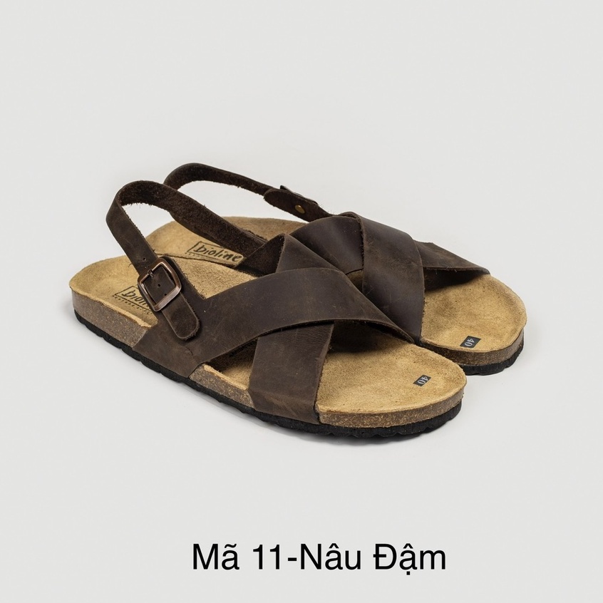 Dép Sandal Đế trấu, Dép Da Bò Thật nguyên tấm Mã D11