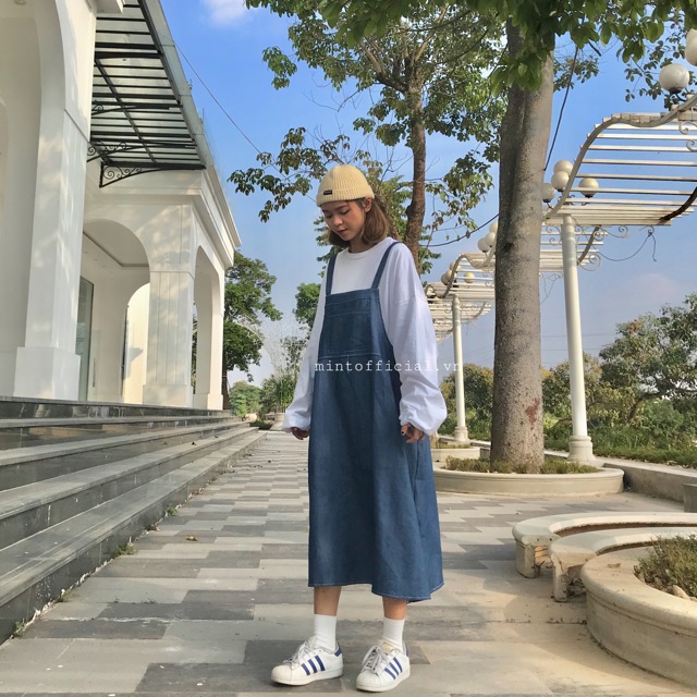 Yếm váy jeans xanh đậm