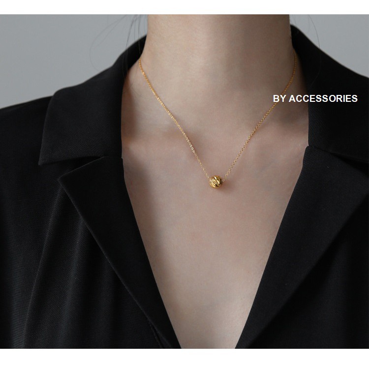 Dây chuyền titan bi tròn vát lõm không gỉ