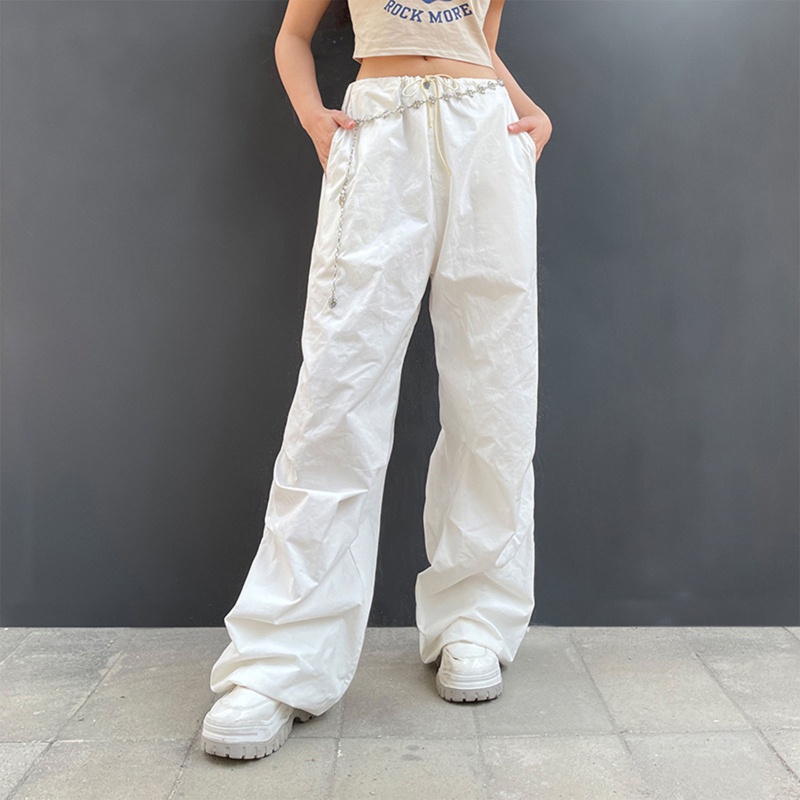 Quần Jogger Lưng Thấp Ống Rộng Phong Cách Hippie Đường Phố Cho Nữ