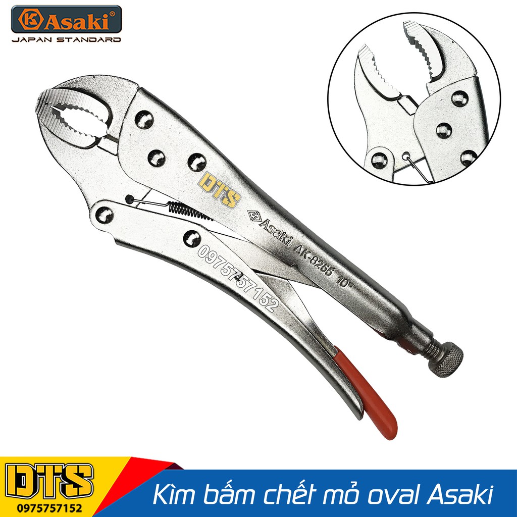 Kìm chết mỏ oval Asaki AK-8255 10 inch/ 250mm, kìm bấm chết thép High Carbon mạ chrome chống gỉ