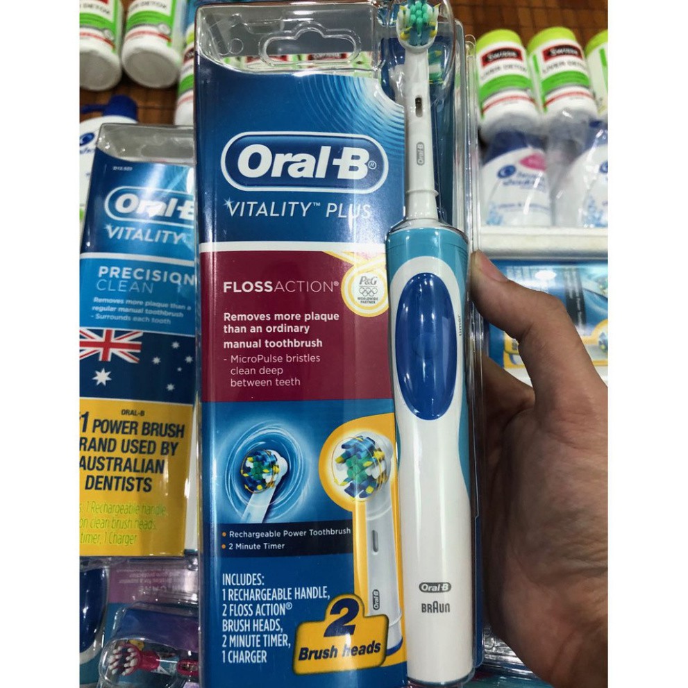 Bàn chải đánh răng điện Oral-B Vitality chính hãng, PIN sạc 1 lần dùng cả tuần, làm sạch răng, chống mảng bám