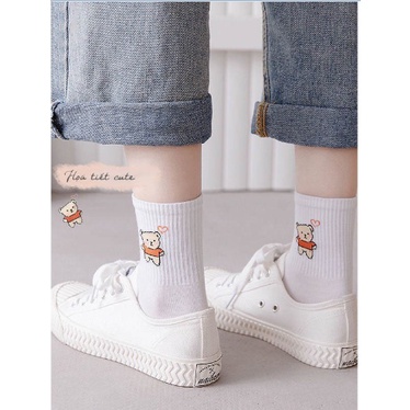 Tất cổ cao nữ họa tiết dễ thương, tất vớ nữ chất liệu vải Hàn thoáng khí - alo Shop
