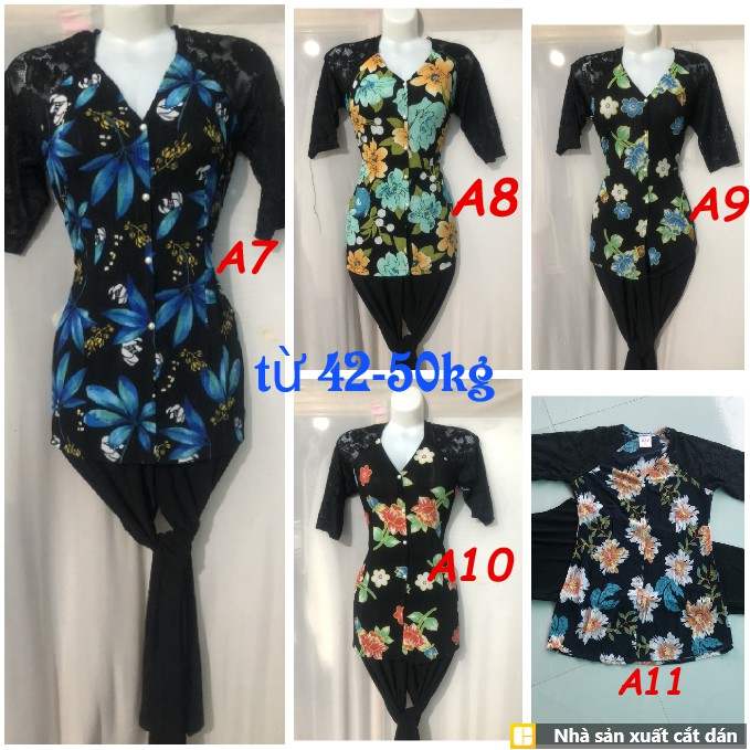 BỘ BÀ BA BÔNG TAY REN GHÉP QUẦN ĐEN(40-72KG)