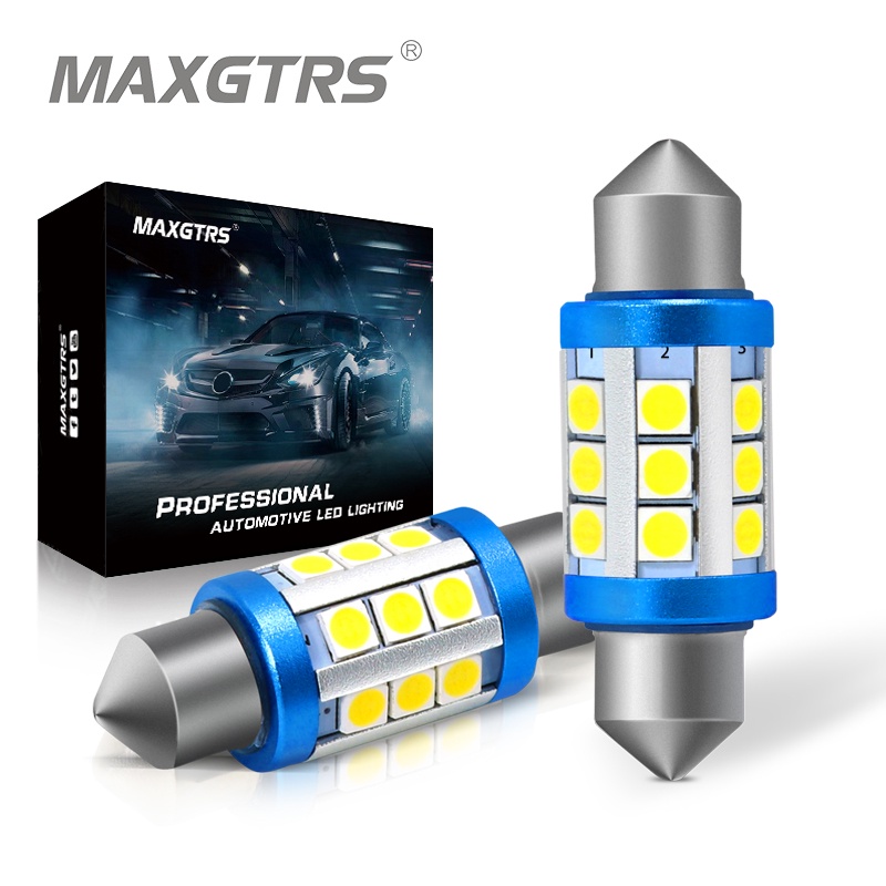 Bộ 2 Bóng Đèn LED MAXGTRS 12V 24V Chip Festoon C5W C10W 3030 Canbus 6000K Dùng Làm Đèn Nội Thất/Đèn Biển Số Xe