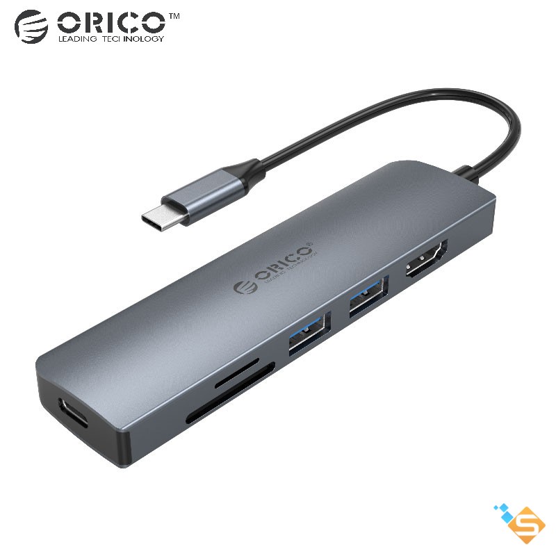 Bộ Chia HUB Type-C 6 Trong 1 USB 3.0 + HDMI + PD 100W + TF/SD Hoặc RJ-45 Gigabit Cho MacBookLaptop  - BH 1 Năm