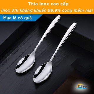 [2 Cái] Thìa Muỗng Inox Cao Cấp Ăn Phở 316 Đạt Chất Lượng Đức Kháng Khuẩn SSGP
