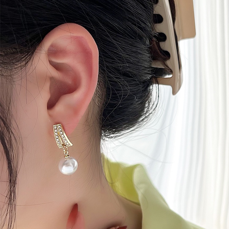 Bông Tai Mạ Bạc 925 Đính Ngọc Trai Phong Cách Hàn Quốc