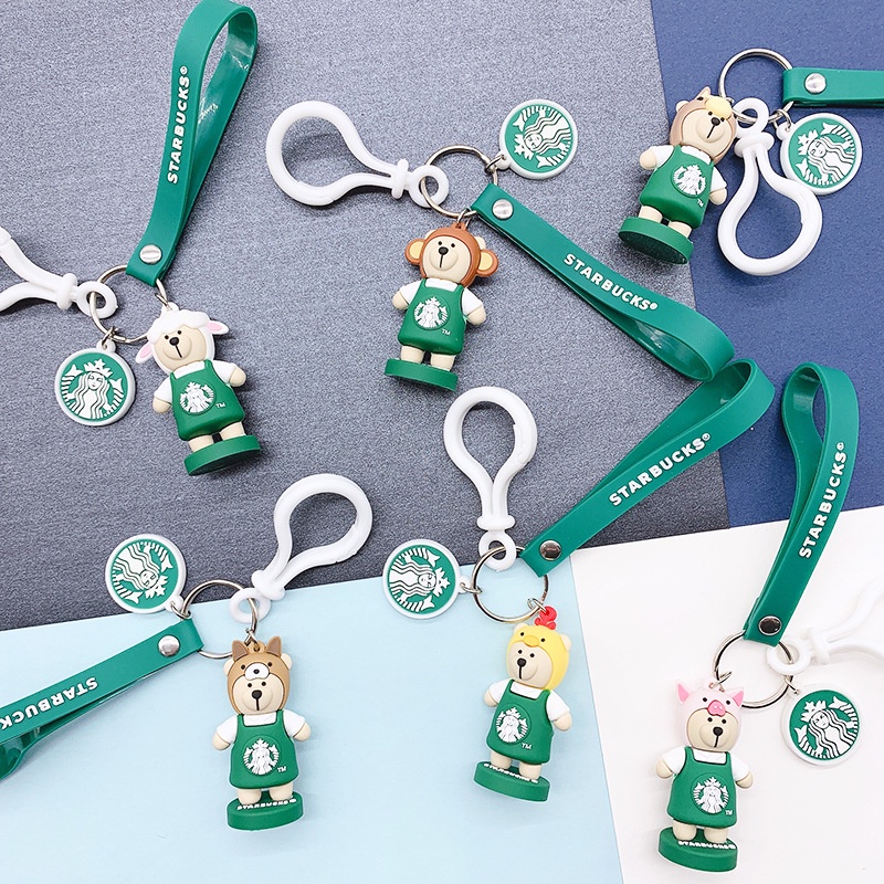 Móc khóa PVC mặt Starck starbucks hoạt hình dễ thương