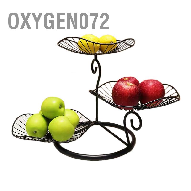 Rổ Đựng Trái Cây 3 Tầng Hình Lá Sen - Khay đựng bánh kẹo hoa quả 3 tầng Hiện đại đựng đồ ăn nhẹ Phong cách Bắc Âu Oxygen072