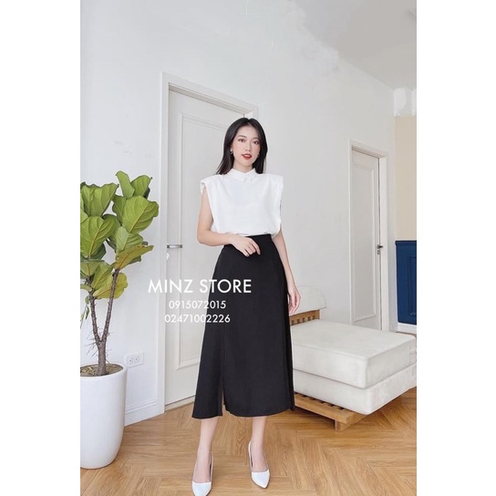 ÁO SƠ MI CỔ ĐỨC ĐỆM VAI BUỘC NƠ CHO NỮ