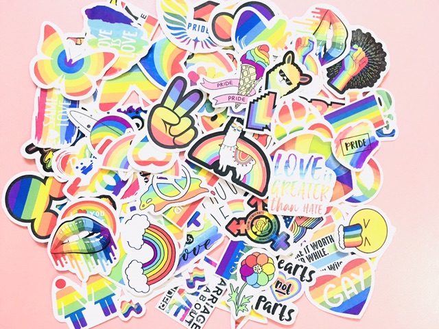 Sticker LBGT set 30-50 cái ép lụa /hình dán sắc màu