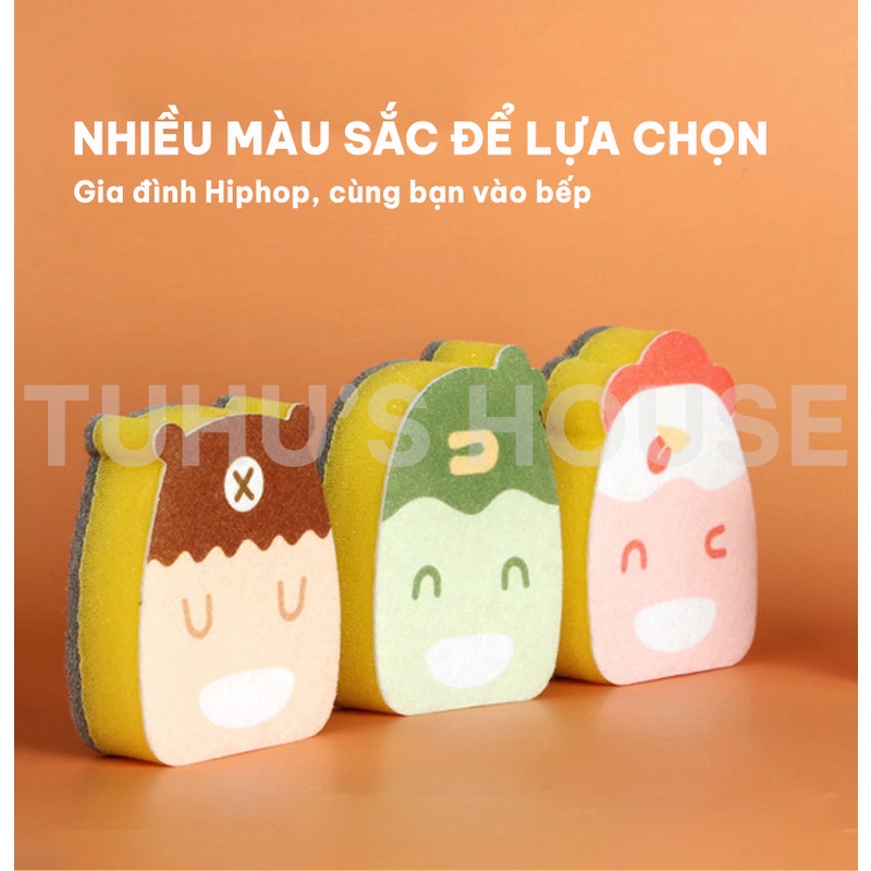 Miếng rửa chén bát hình dáng dễ thương, bọt biển rửa bát cọ rửa xoong nồi tiện dụng - TUHUHOUSE