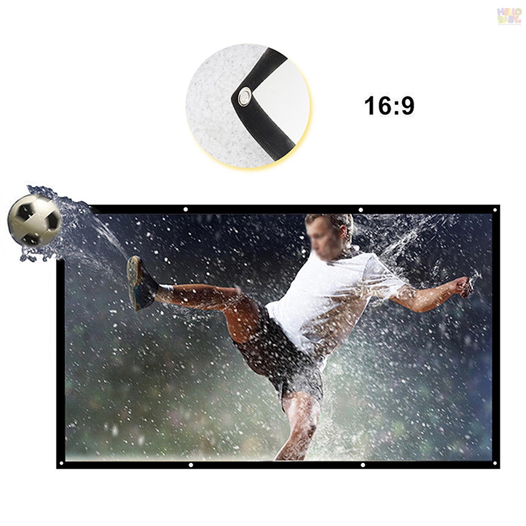 100-inch 16:9 Projector Screen Portable HD Projection Screen Foldable Wall Mounted for Home Theater Office Movies Indoors Outdoors