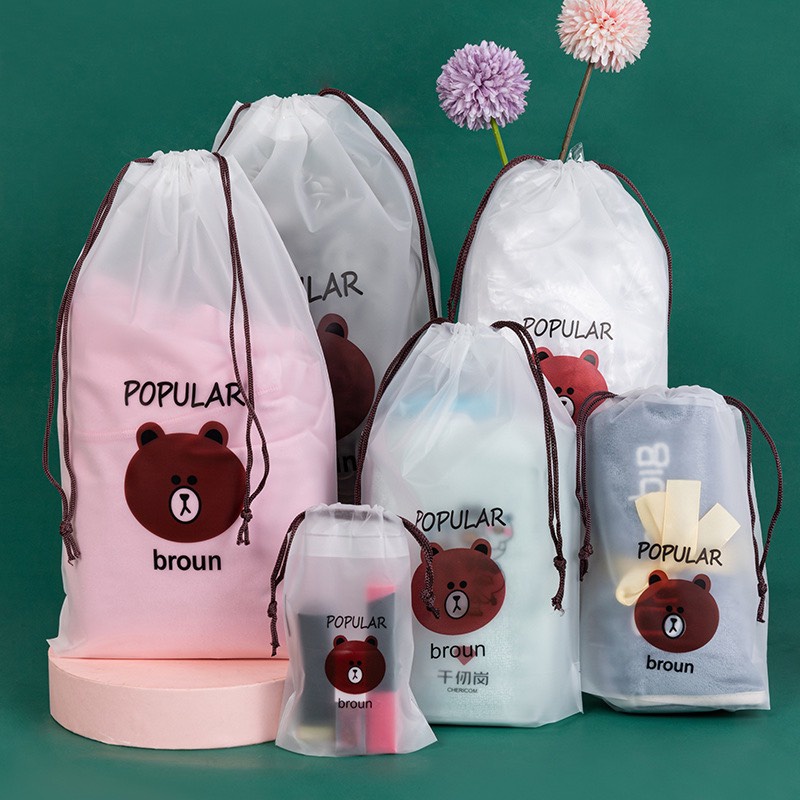 Túi Dây Rút Gấu Brown Du Lịch Đựng Giày Dép/ Quần Áo/ Vật Dụng Cá Nhân Đồ Lót Chống Nước Dễ Thương T8