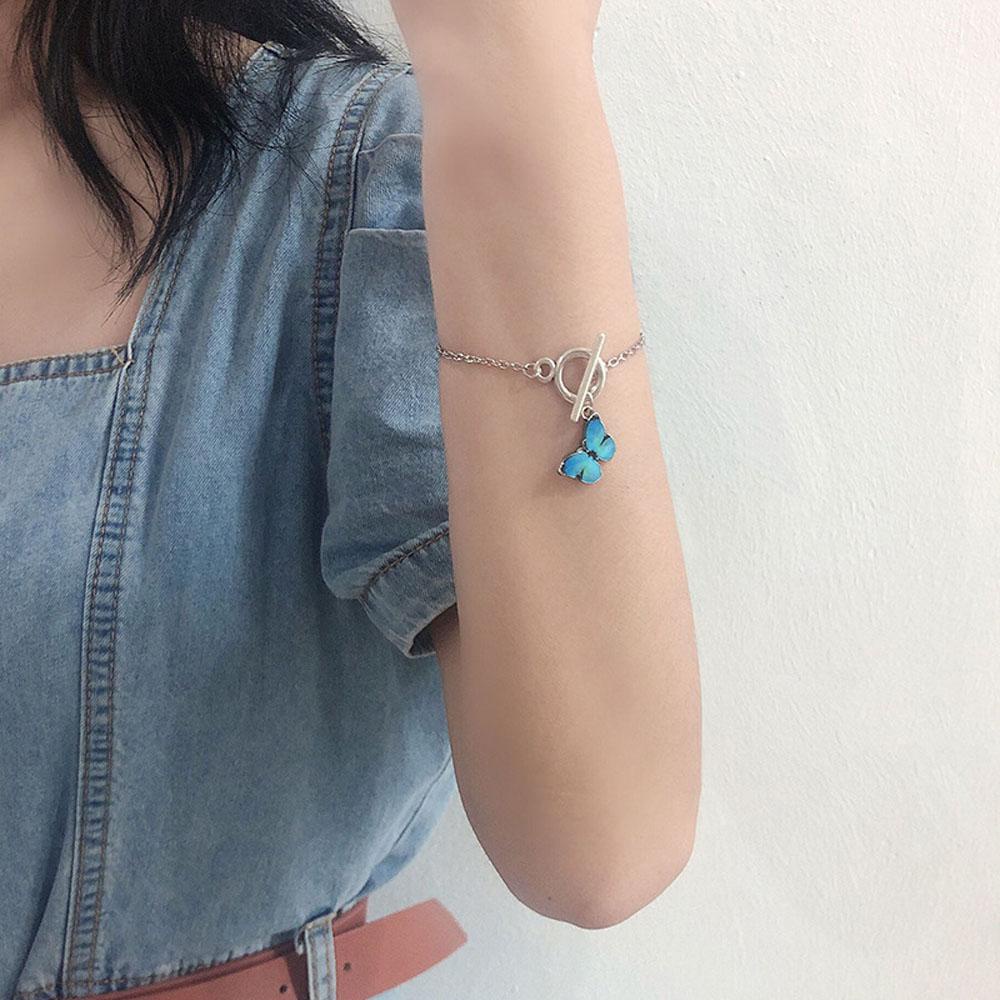 Vòng Tay Bằng Thép Titan Họa Tiết Bướm Phong Cách Harajuku Cho Cặp Đôi