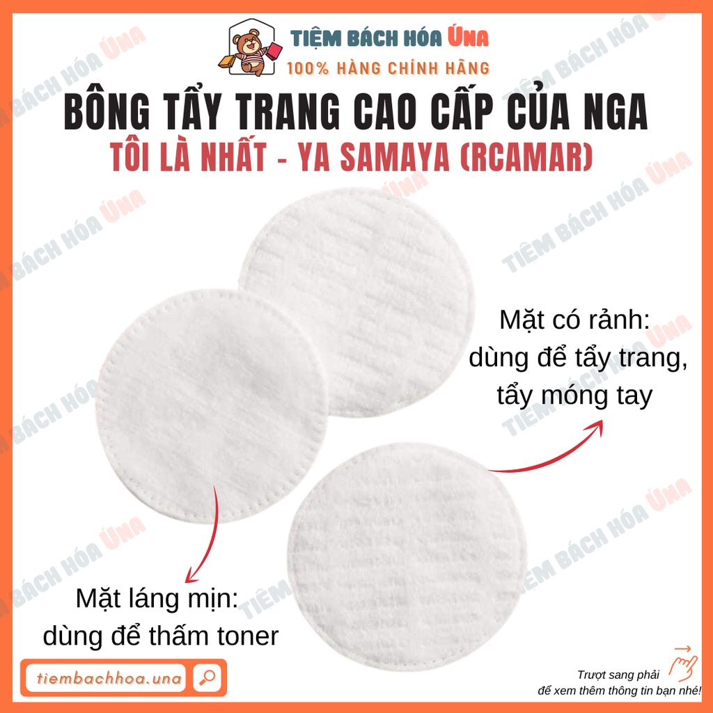 Bông tẩy trang TÔI LÀ NHẤT Ya Samaya RCAMAR Nga 120 miếng - 100% bông cotton tự nhiên tiembachhoauna