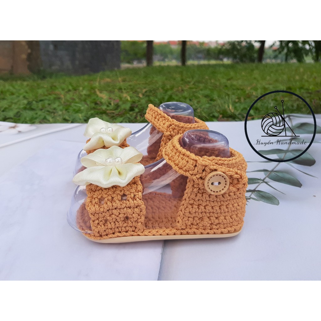 Sét mũ cho bé rộng vành+Sandal xinh xắn dễ thương HANDMADE cho bé gái 6 tháng - 2 tuổi(ib để đặt theo kích thước bé)