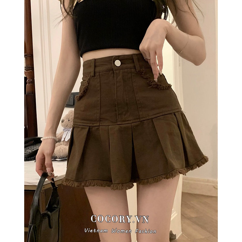 Cocory vn Chân váy jean Lưng Cao Mẫu Mới Quyến Rũ Cho Nữ