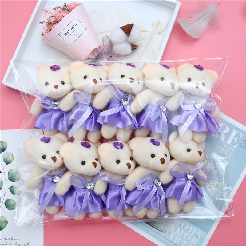 Bó 10 Gấu Bông Dễ Thương Trang Trí Tiệc Cưới