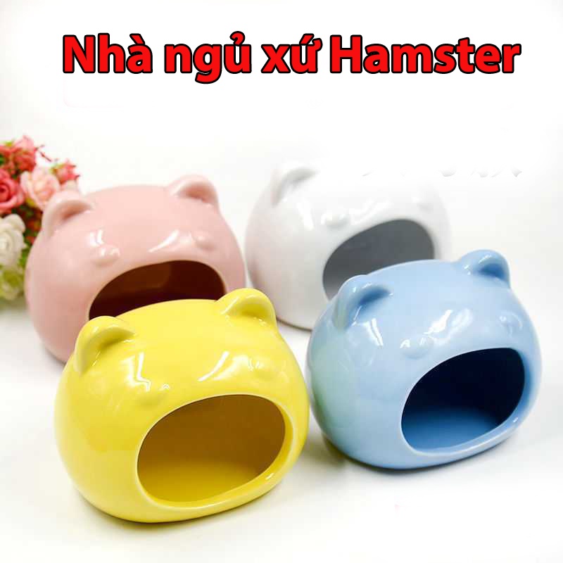 Nhà ngủ sứ siêu dễ thương bắng sứ cao cấp cho chuột Hamster - mẫu gấu