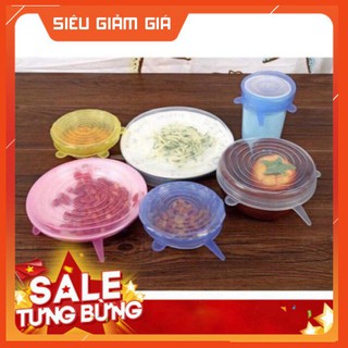 [free ship] Bộ 6 Nắp Silicon Đậy Bát Đĩa (màu trắng)