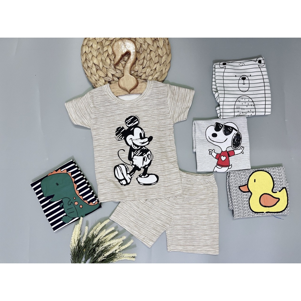 đồ bộ cotton minky kẻ sọc cao cấp cho bé trai_bé gái(size 5-28kg)