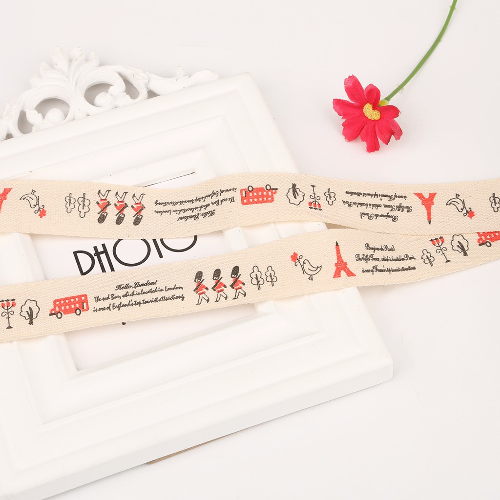 Cuộn dây ruy băng in chữ handmade dài 4.6m