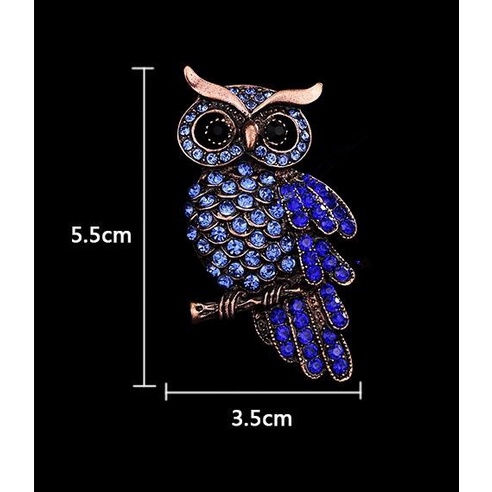Trâm Cài Áo Hình Chim Cú Đính Đá Màu Xanh Dương Phong Cách Hàn Quốc Chất Lượng Cao Cho Nam Và Nữ