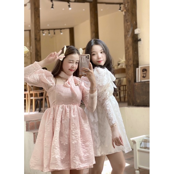 Đầm xoè tay phồng Jene