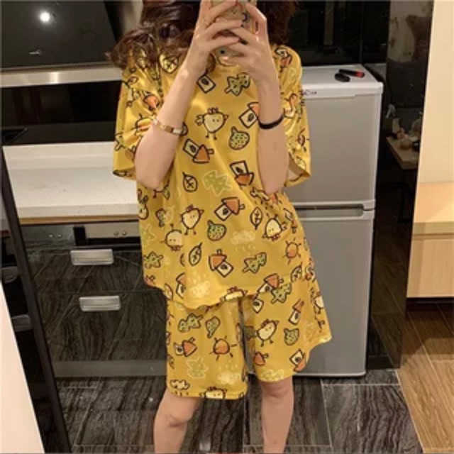 Bộ ngủ hoạt hình siêu Cute 💖 Set đồ ngủ thun cotton form rộng loại đẹp