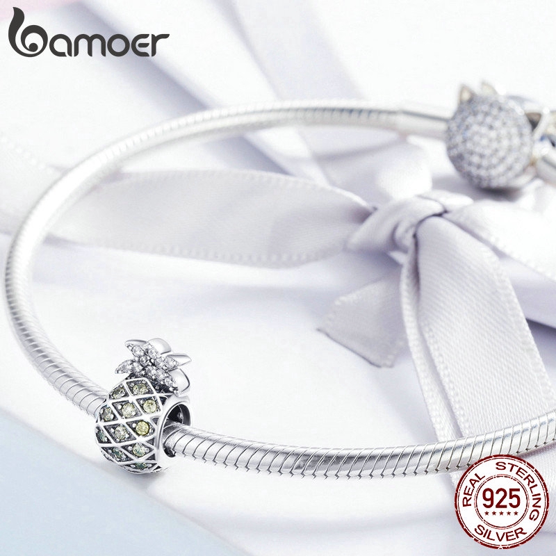 Phụ Kiện Hạt Bamoer Dùng Làm Trang Sức Hình Quả Dứa Đính Đá Đáng Yêu