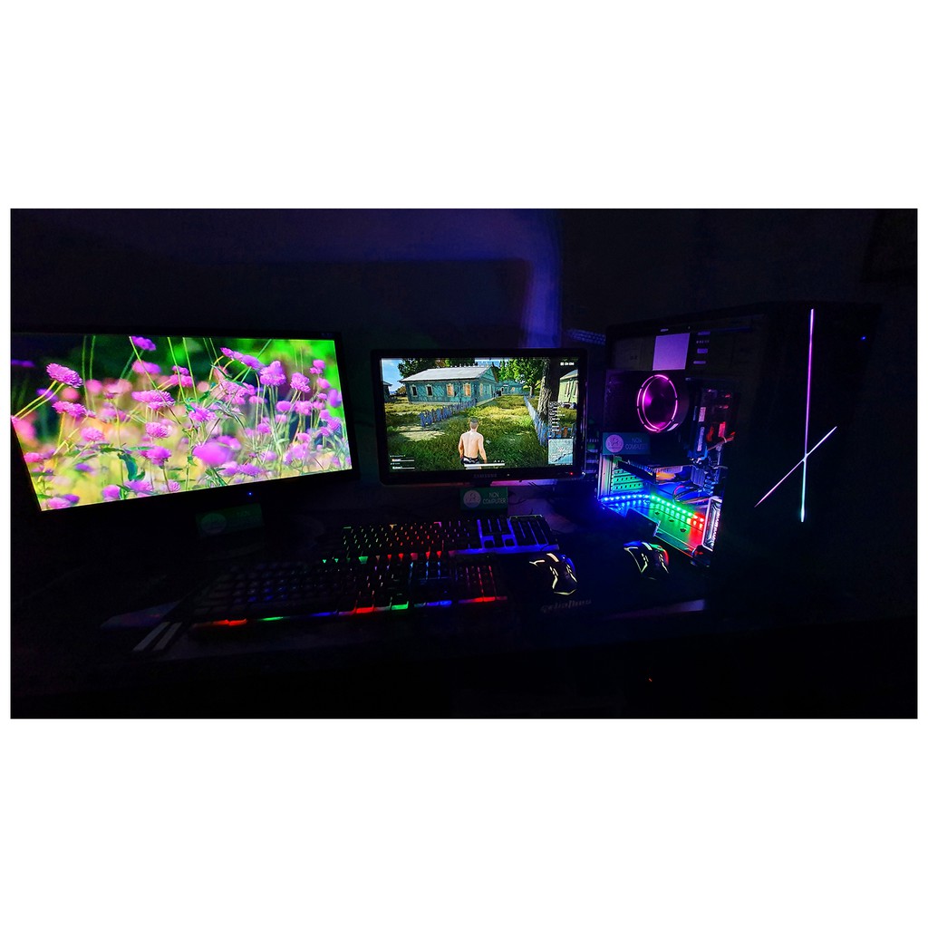 Bộ máy tính chơi game  Pubg Pc Fifa 4 Lol GATA 5 Case Led RGB màn hình 20in phím chuột