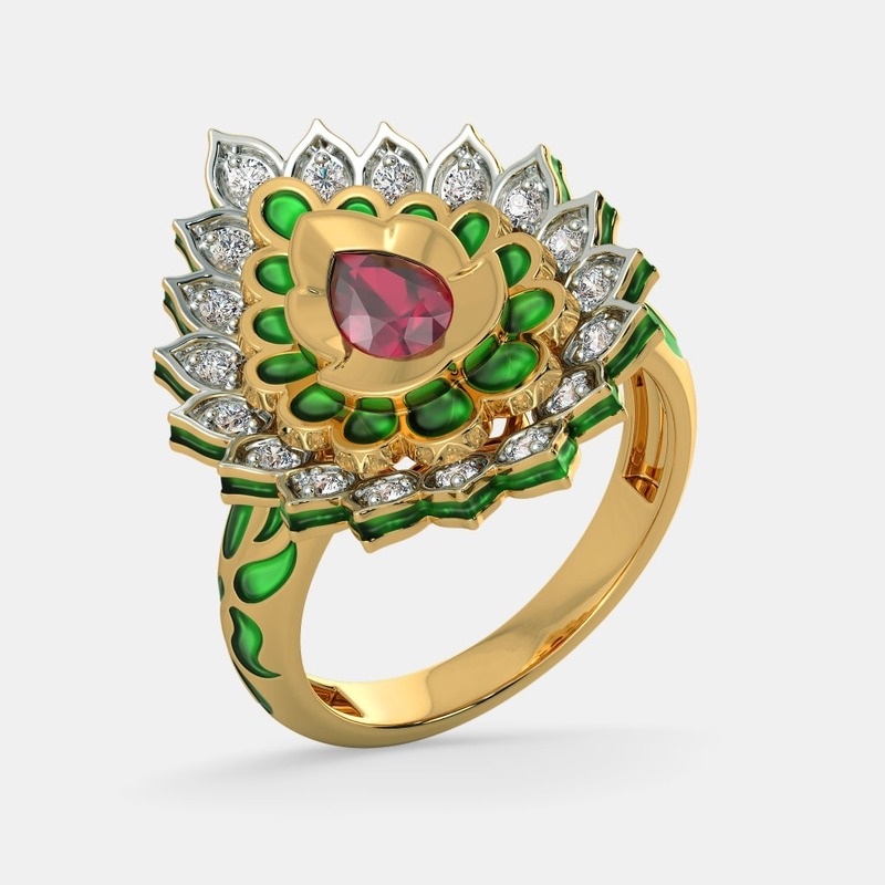 [Bán buôn] Nhẫn kim cương thiết kế hình hoa sen cá tính