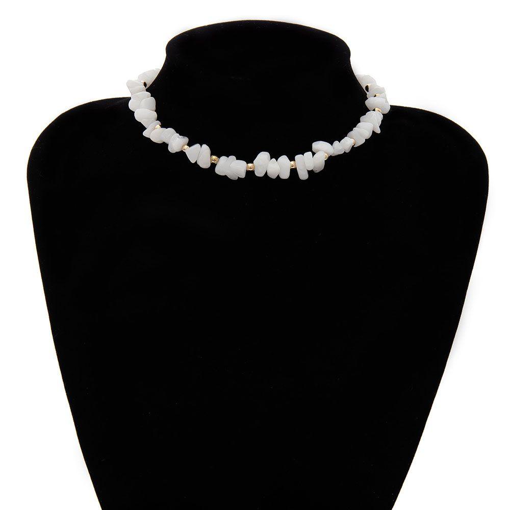 Vòng Cổ Choker Dáng Dài Đính Hạt Màu Trắng Trong Suốt Phong Cách Biển Thanh Lịch|Trang Sức Vòng Cổ