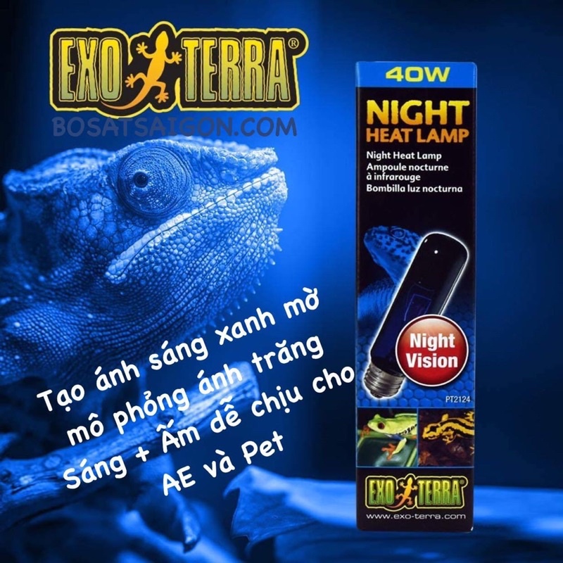 Đèn SƯỞI ẤM ĐÊM 75W giá sỉ, CHO BÒ SÁT, RỒNG NAM MỸ, RÙA NƯỚC, SULCATA, NÚI VÀNG. GIÁ RẼ NHẤT. Chính hãng EXO TERRA.