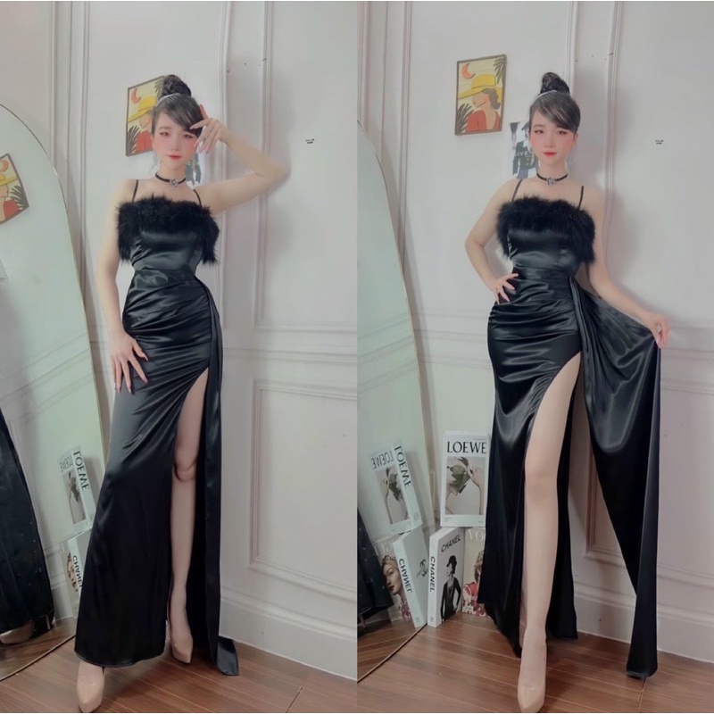 Ms1275V ĐẦM BODY HAI DÂY PHỐI LÔNG full size S/M/L/XL