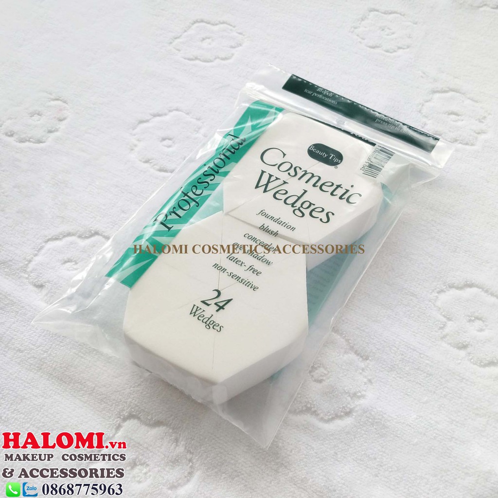 Mút tán nền Halomi 24 miếng mềm mịn chuyên dùng cho makeup trang điểm