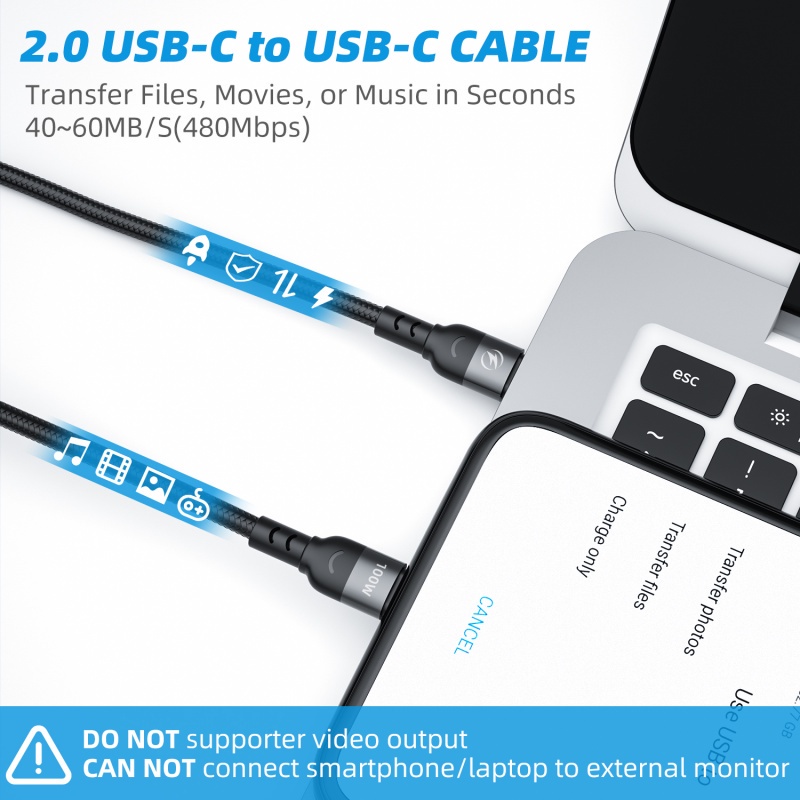 Dây cáp sạc nhanh type C HdoorLink PD 100W 480Mbps tiện dụng cho Samsung Xiaomi Huawei