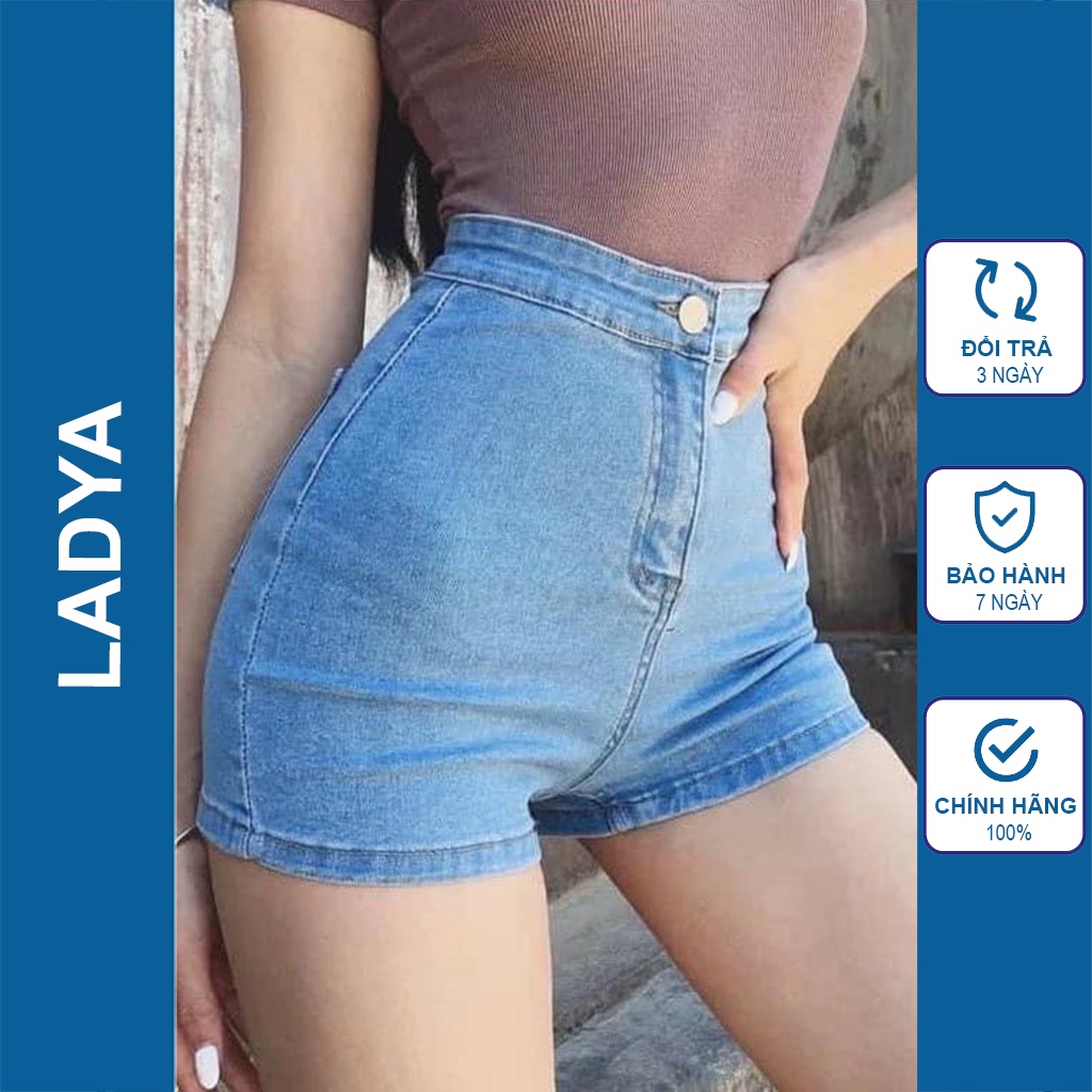 Quần short bò nữ cạp cao gen bụng thời trang LADYA STORE