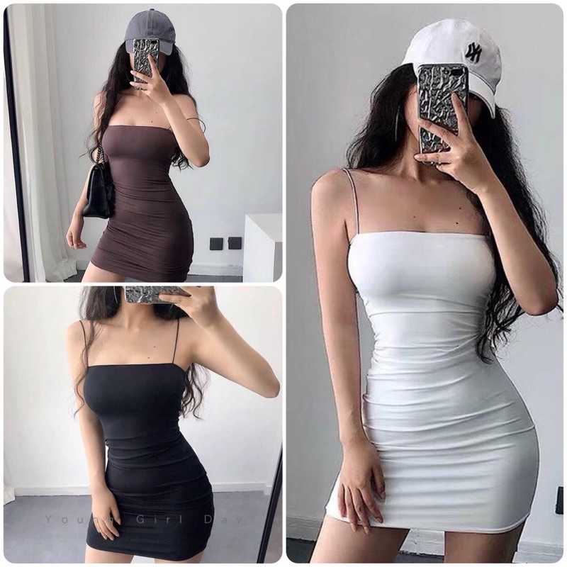 ĐẦM HAI DÂY SỢI TĂM XINH ÔM DÁNG CHUẨN 2S