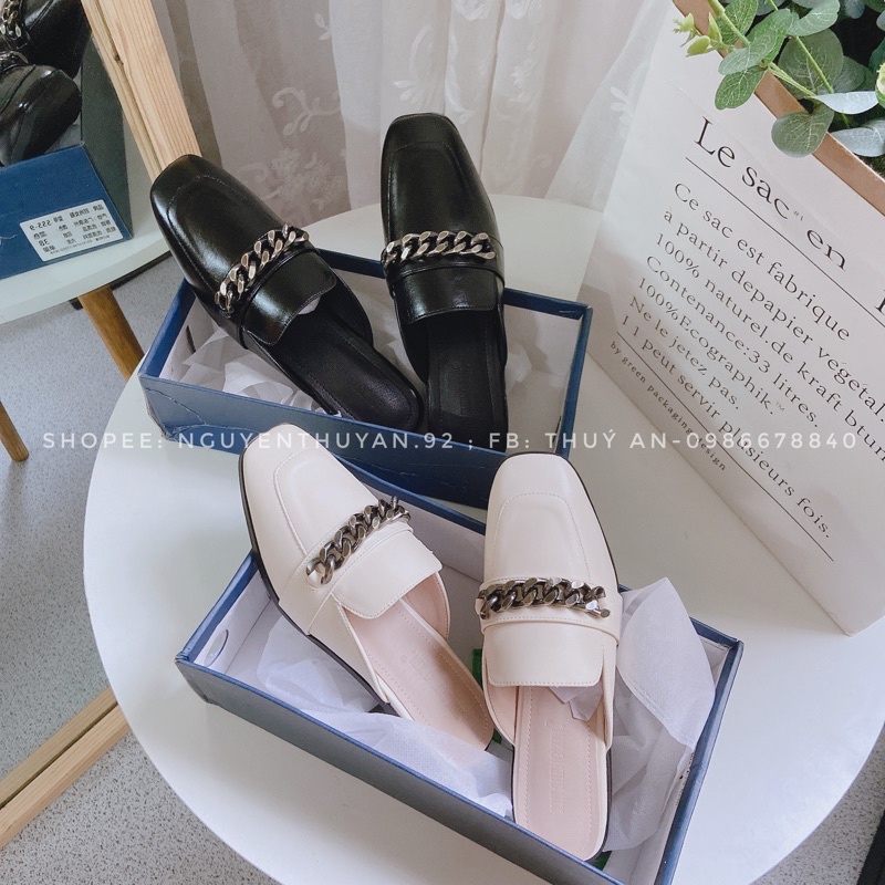 Giày Sục bệt nữ xích loại gót 4cmsục nữ, giày bít mũi nữ đẹp