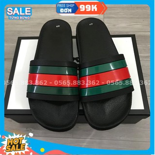 Dép nam ⚡Freeship⚡ Dép nam Gucci thời trang sọc màu quai đế cao nam tính