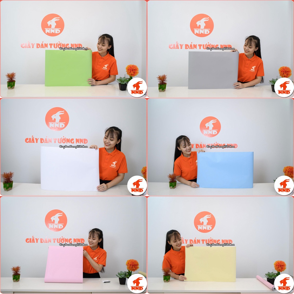 Giấy Decal Dán Tường màu trơn có sẵn keo chống ẩm cuộn 10m x 45cm