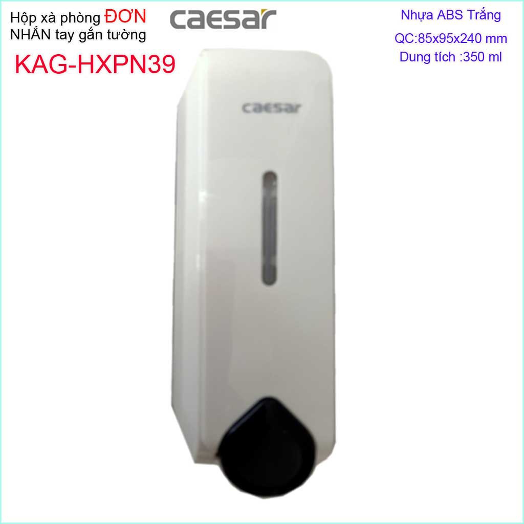 Hộp đựng xà phòng đơn Caesar  KAG-HXPN39-Trắng-White, hộp nhấn xà phòng đựng sữa tắm, dầu gội đầu