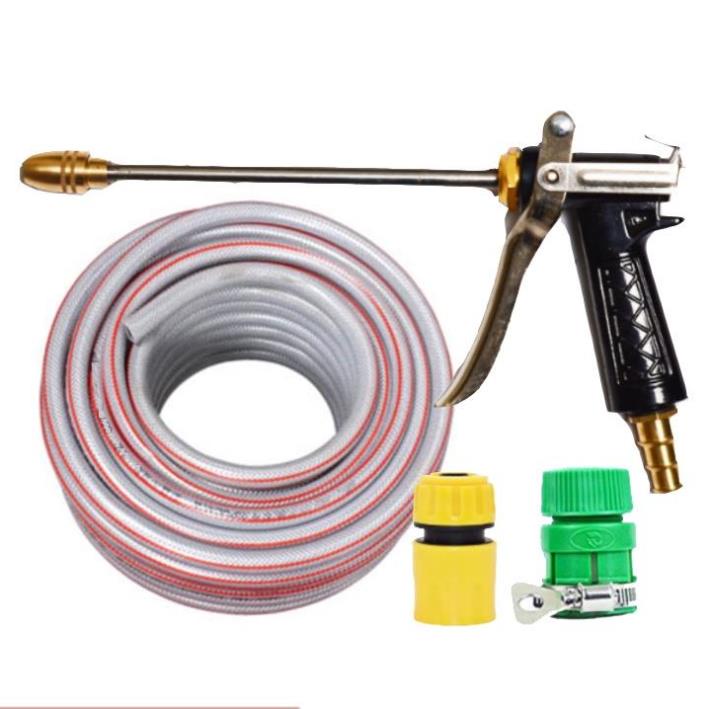 Rửa xe tưới cây Bộ dây và vòi xịt tăng áp lực nước 300% loại 25m cút nhựa,nối nhựa 206318